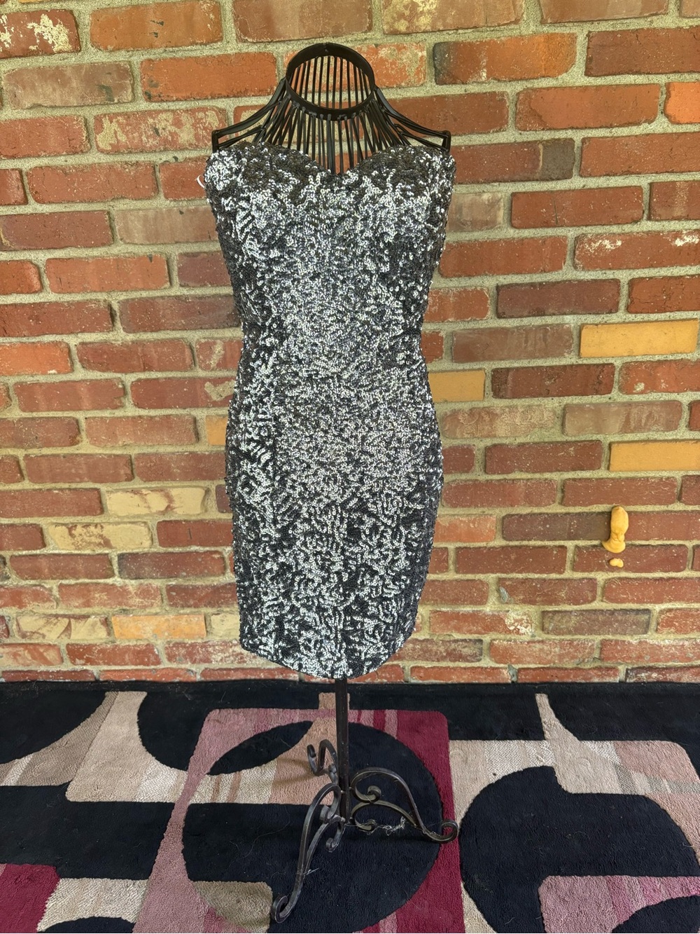 Strapless Silver Sequin Homecoming Dress